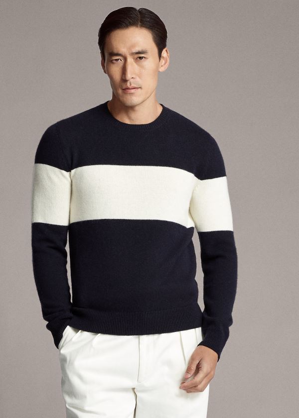 Men's Ralph Lauren Striped Cashmere Sweater | 379580CIE